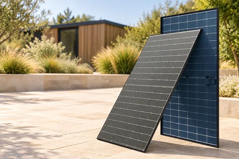 JJN solar panels in an AI-created patio setting